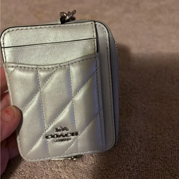 Coach Silver Quilted Card Holder - Picture 5 of 6